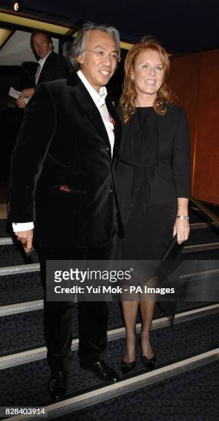 David Tang and Sarah, Duchess of York arrive for the UK film premiere of 'The White Countess', at the Curzon Mayfair, central London, Sunday 19 March...