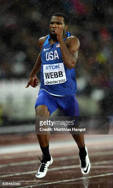 Ameer Webb of the United States competes in the Men's 200 metres semi finals during day six of the 16th IAAF World Athletics Championships London...