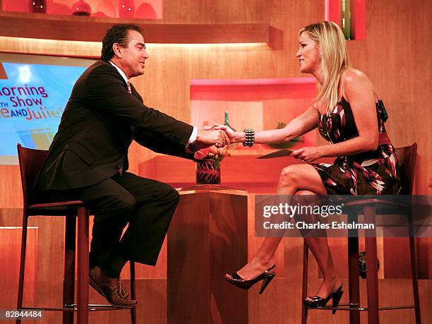 Actor Christopher Knight visits with TV Host Juliet Huddy during "The Morning Show with Mike and Juliet" at Fox Studios on September 16, 2008 in New...