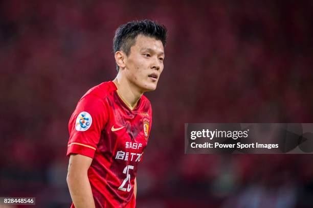 Guangzhou Evergrande midfielder Zou Zheng reacts during the Guangzhou Evergrande vs Kashiwa Reysol match as part the AFC Champions League 2015...