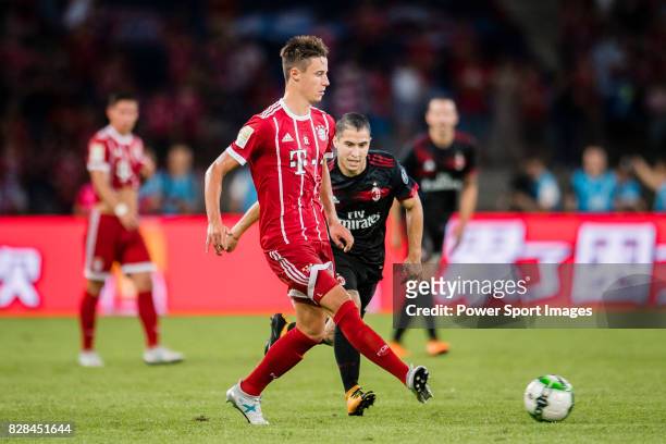 Bayern Munich Defender Marco Friedl plays against AC Milan Midfielder Jose Mauri during the 2017 International Champions Cup China match between FC...