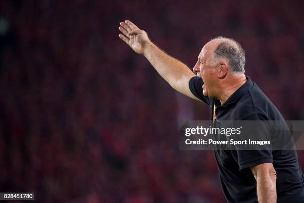 Guangzhou Evergrande head coach Luiz Felipe Scolari reacts during the Guangzhou Evergrande vs Kashiwa Reysol match as part the AFC Champions League...