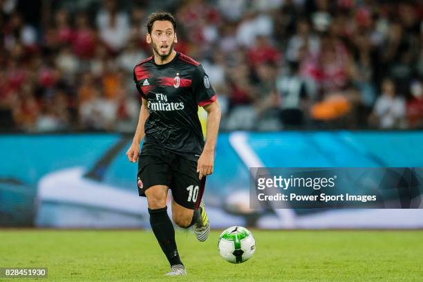 Milan Midfielder Hakan Calhanoglu celebrating in action during the 2017 International Champions Cup China match between FC Bayern and AC Milan at...