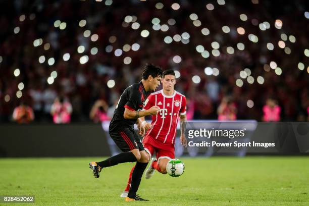 Milan Defender Gustavo Gomez in action against Bayern Munich Midfielder James Rodríguez during the 2017 International Champions Cup China match...