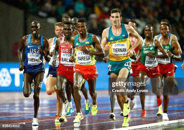 Selemon Barega of Ethiopia leads during heat two of the Men's 5000 Metres heats during day six of the 16th IAAF World Athletics Championships London...