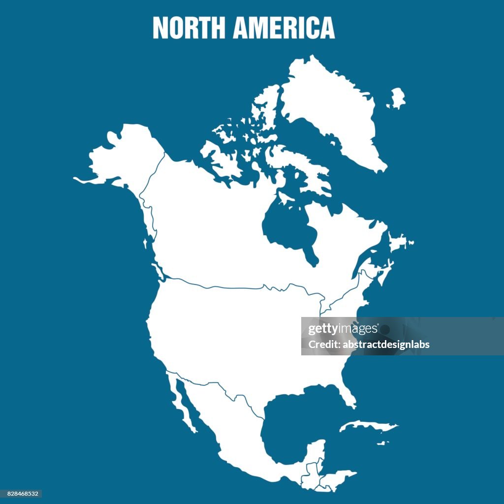 Map of North America Continent - Illustration