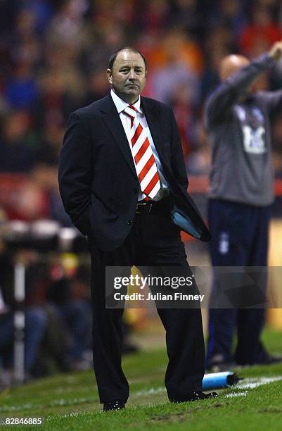 Gary Johnson, manager of Bristol City looks on during the Coca-Cola Championship match between Bristol City and Birmingham City at Ashton Gate on...