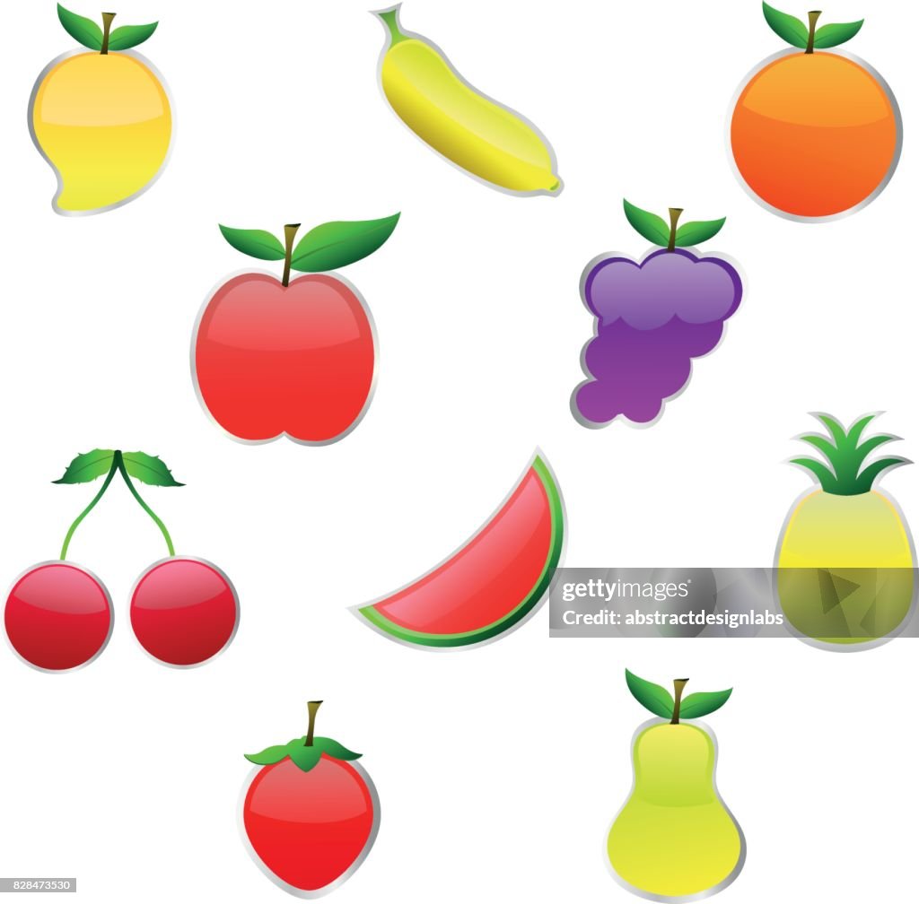 Fruits Collection Glossy - Vector Illustration