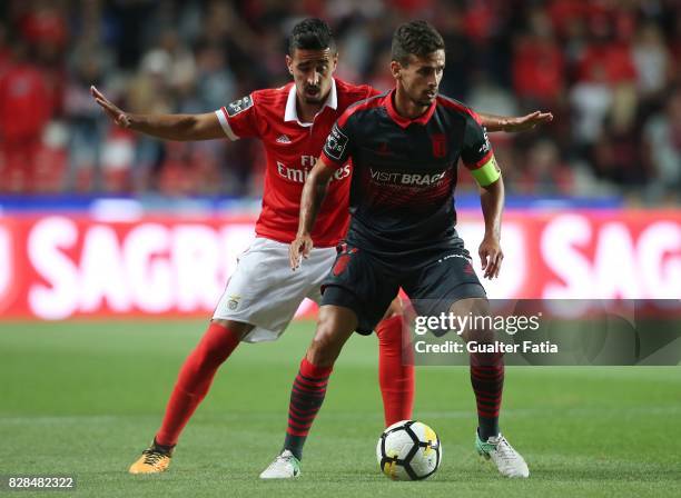 Braga forward Rui Fonte from Portugal with SL Benfica defender Andre Almeida from Portugal in action during the Primeira Liga match between SL...