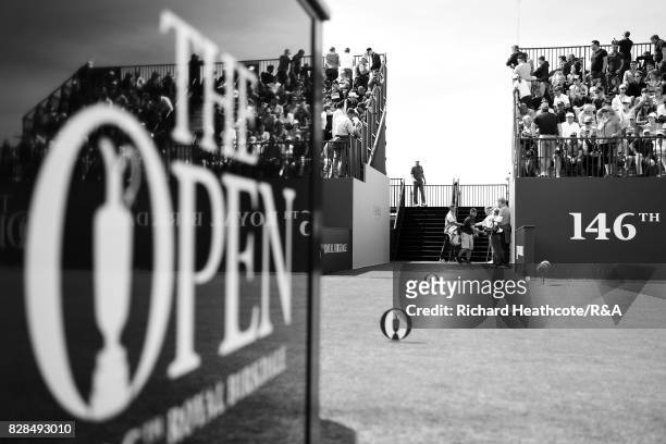 Jordan Spieth and Matt Kuchar of the United States walk onto the 1st tee during the final round of the 146th Open Championship at Royal Birkdale on...