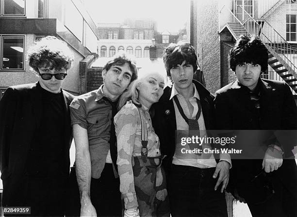 Blondie 1976 Gary Valentine, Chris Stein, Debbie Harry, Jimmy Destri, Clem Burke, in London, England