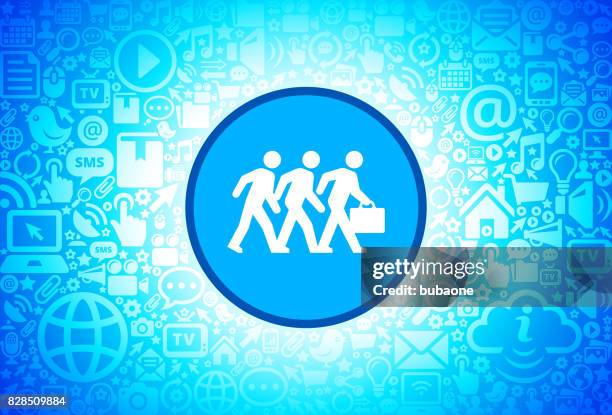 businessmen walking icon on internet technology background - man texting walking stock illustrations