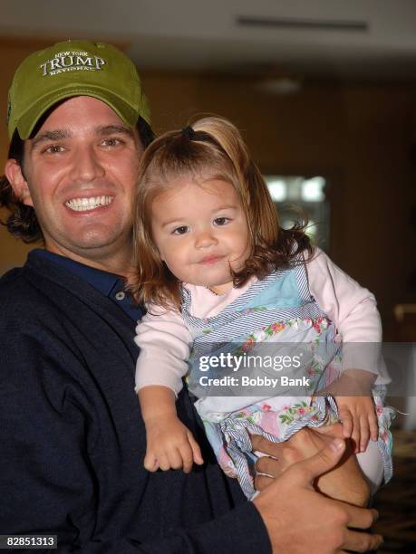 Donald Trump Jr. And his 16 month old daughter Kai Madison Trump attend the 2008 Eric Trump Foundation Golf Outing at the Trump National Golf Club on...