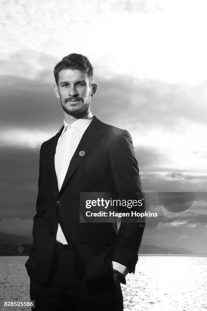Dario Vidosic poses during a Wellington Phoenix A-League media announcement at Wharewaka Function Centre on August 10, 2017 in Wellington, New...