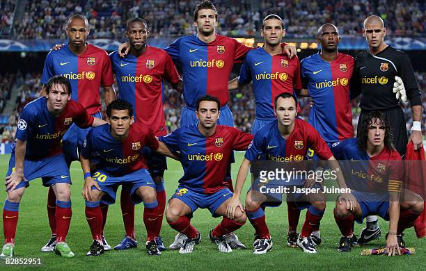 Barcelona players Lionel Messi, Daniel Alves, Xavier Hernandez, Andres Iniesta, Carles Puyol and Thierry Henry, Seydou Keita, Gerard Pique, Rafael...