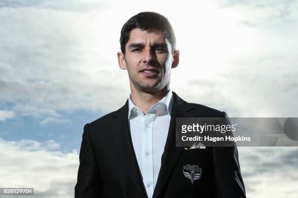 Gui Finkler poses during a Wellington Phoenix A-League media announcement at Wharewaka Function Centre on August 10, 2017 in Wellington, New Zealand.