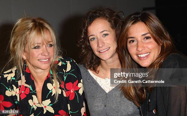 Jo Wood her daughter Leah Wood and Mel Blatt attend the Betty Jackson fashion show at London Fashion Week Spring/Summer 2009 on September 17, 2008 in...