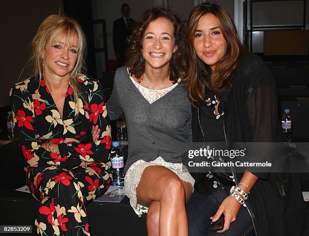 Jo Wood, her daughter Leah Wood and Mel Blatt attend the Betty Jackson fashion show at London Fashion Week Spring/Summer 2009 on September 17, 2008...