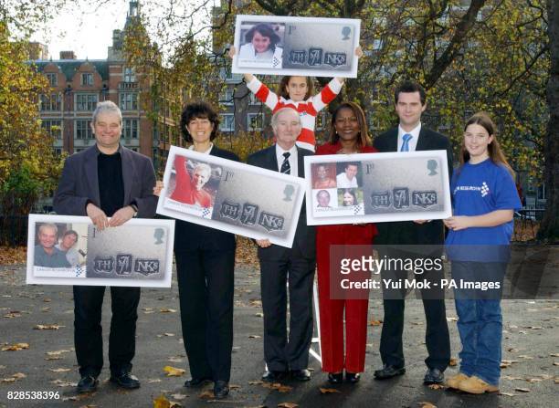 From left to right; Chief Executive of Cancer Research UK Sir Paul Nurse, widow of 1966 World Cup footballer Bobby Moore, Stephanie Moore, fundraiser...