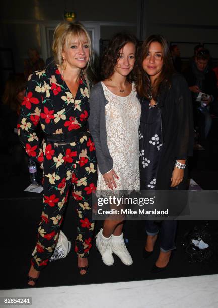 Jo Wood, Leah Wood and Mel Blatt attend the Betty Jackson LFW Spring/Summer 2009 show at London Fashion Week 2008 at the Natural History Museum on...