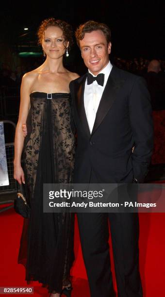 Toby Stephens, who plays Gustav Graves arrives with his wife Anna-Louise Plowman for World Premiere of the new James Bond film 'Die Another Day'...