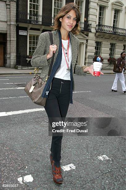 Alexa Chung is seen during London Fashion Week on September 17, 2008 in London, England.