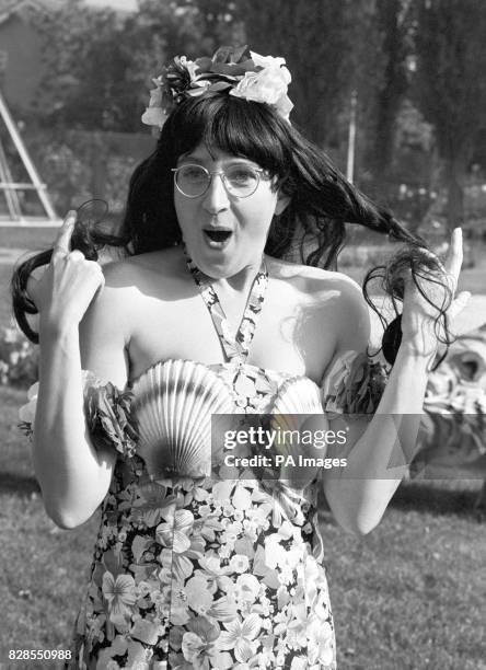 Su Pollard boasts a sea-shell bra for her role of much-maligned chalet maid Peggy, in BBC-TV's Hi-De-Hi.