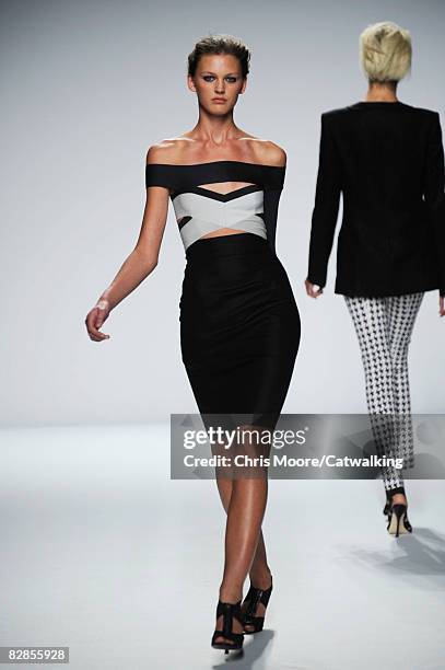 Model walks the runway during the Narciso Rodriguez spring summer 2009 fashion show part of the Mercedes-Benz Fashion Week in New York on September...