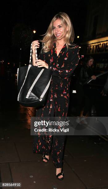 Sienna Miller seen leaving Apollo Theatre after her performance in "Cat on a Hot Tin Roof" on August 9, 2017 in London, England.