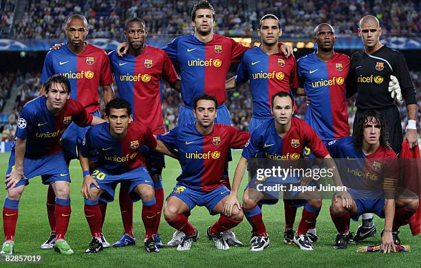 Barcelona players Lionel Messi, Daniel Alves, Xavier Hernandez, Andres Iniesta, Carles Puyol and Thierry Henry, Seydou Keita, Gerard Pique, Rafael...