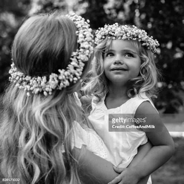 photo of happy mother and her little daughter - summer hair care stock pictures, royalty-free photos & images