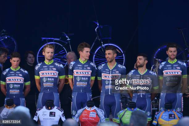 WantyGroupe Gobert, a UCI Professional Continental men's cycling team based in Belgium, during Teams Presentation Ceremony on the eve of the opening...