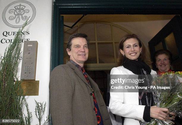 Asma Assad, the wife of the Syrian President Assad, is greeted by Deputy Head, Jim Hutchinson and Chairman of the Board of Governers Prof. Jane...