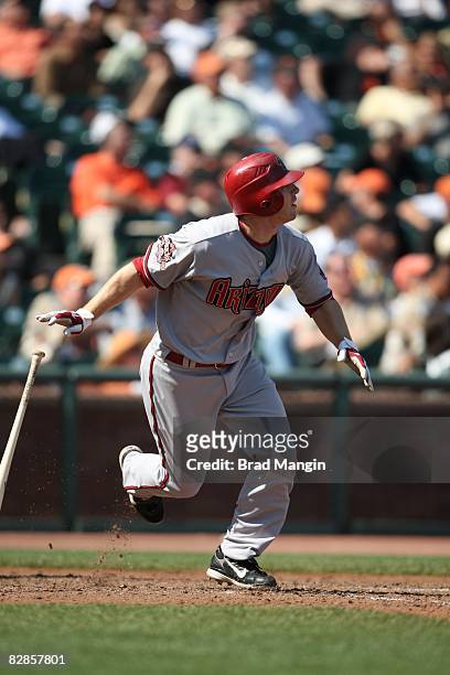 Stephen Drew of the Arizona Diamondbacks hits during the game against the San Francisco Giants at AT&T Park in San Francisco, California on September...