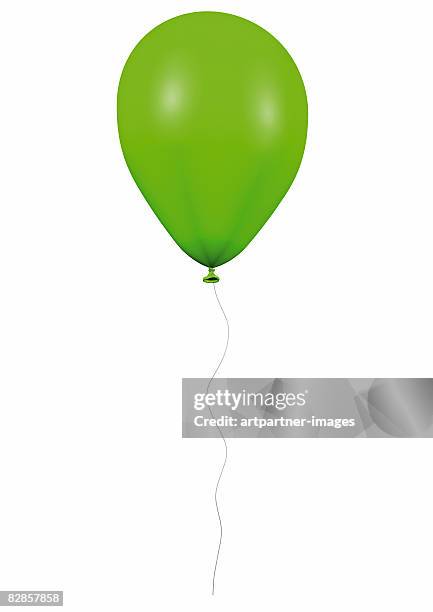 green balloon with cord on white background - green stock illustrations