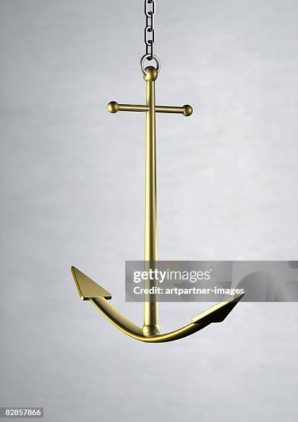 ilustrações de stock, clip art, desenhos animados e ícones de golden anchor on a chain - corrente de âncora