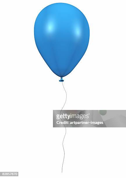 blue balloon with cord on white background - blue stock-grafiken, -clipart, -cartoons und -symbole