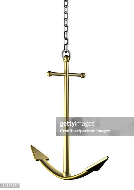 illustrations, cliparts, dessins animés et icônes de massive golden anchor hanging on a chain  - être ancré