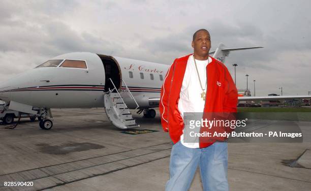 Rapper Jay-Z arriving at Stansted Airport, in a privately chartered jet for the start of his 10-date European Tour. * Jay-Z, is promoting his new...