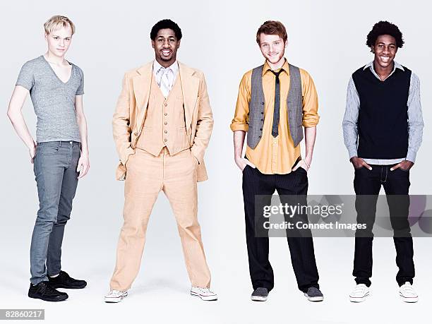 four stylish men - four people white background stock pictures, royalty-free photos & images