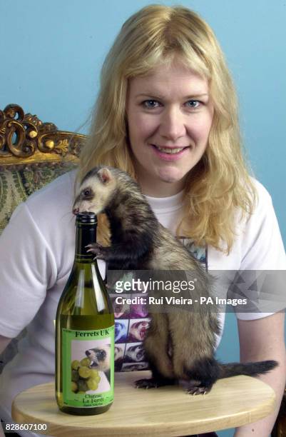 Karen Parker, Managing Director of Ferrets UK, at her offices in Milton Keynes, with her ferret, Bingo, after winning an Orange Small is Beautiful...