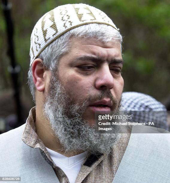 Muslim cleric Abu Hamza outside Finsbury Park Mosque, where he was banned from speaking by the Charity Commission. The cleric was accused of abusing...