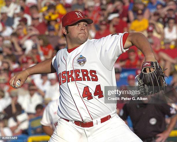 Joba Chamberlain of the Nebraska Cornhuskers pitched seven innings to get the win for the Huskers against the Arizona State Sun Devils in the first...