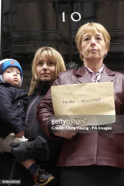 Councillor Lynda Hyde, flanked by Saltdean resident Jo Stuart-William and her 19 month old son Oliver stand outside 10 Downing Street. Clr Hyde...