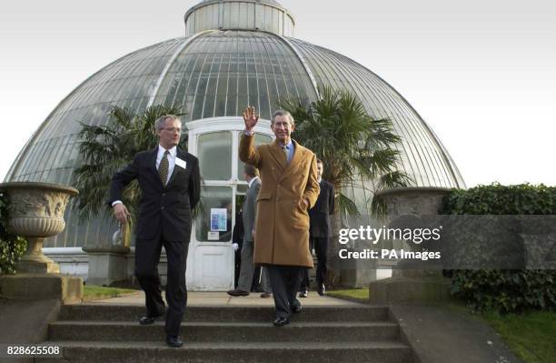 The Prince of Wales walks with Professor Peter Crane during a visit to Kew Botanical Gardens, west London. * The prince was opening the Nash...