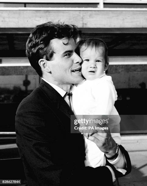 Library filer of German actor Horst Buchholz with his son at London Airport, September 1, 1962. Buchholz, whose Hollywood credits included The...