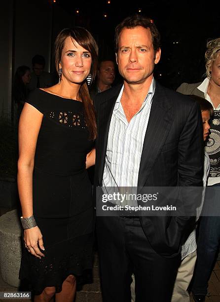 Actors Kristen Wiig and Greg Kinnear attend the after party for "Ghost Town" hosted by The Cinema Society at The Soho Grand Hotel on September 15,...