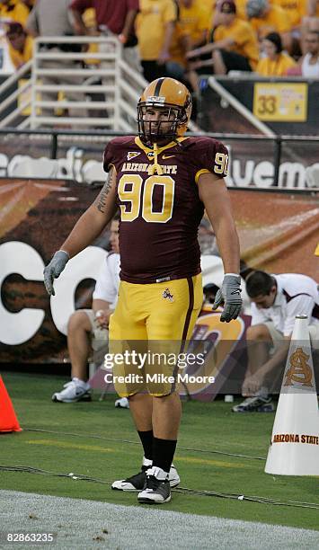 David Smith of the Arizona State Sun Devils warms up before the game against the UNLV Rebels on September 13, 2008 at Sun Devil Stadium in Tempe,...