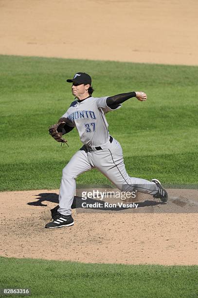 Scott Downs of the Toronto Blue Jays pitches during the game against the Chicago White Sox at U.S. Cellular Field in Chicago, Illinois on September...