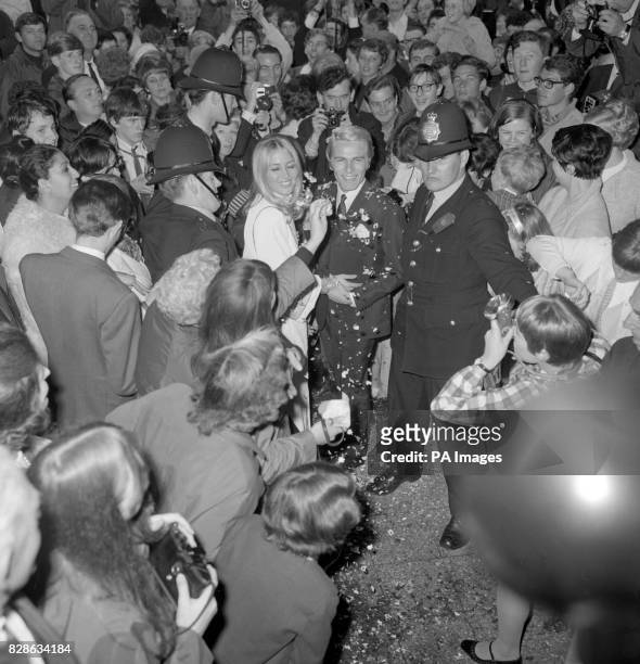 When confetti-covered pop idol, Adam Faith, wed Blackpool-born dancer, Jackie Irving, at Caxton Hall, London, policemen were forced to hold back a...